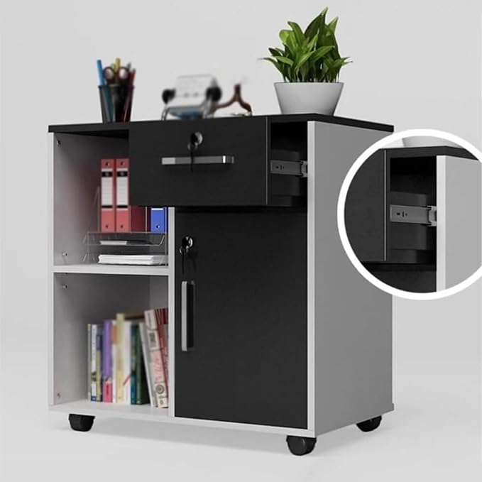 Mobile Locking File Cabinet Office Storage Cabinets for Documents Printer Data Secure Space Saving Filing(A)