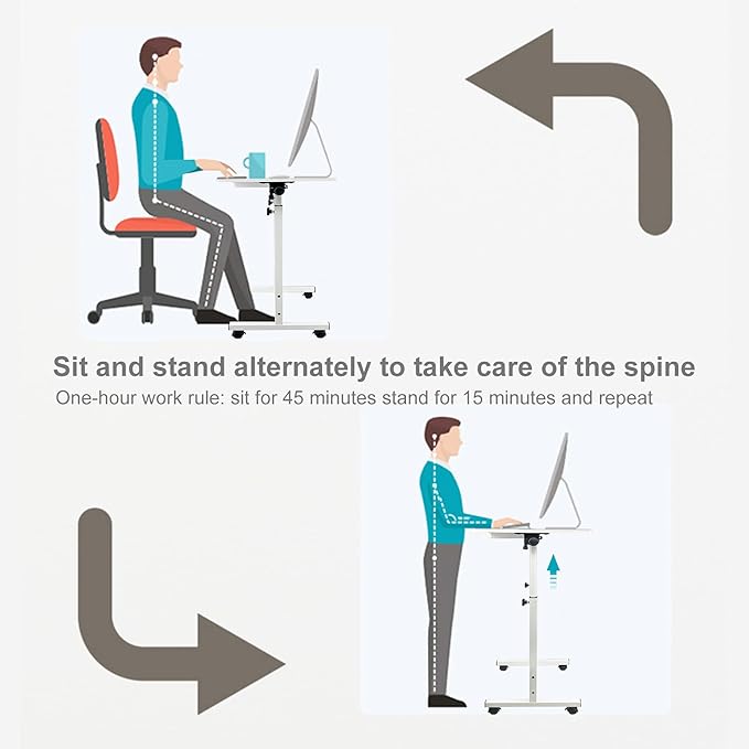 KOUPA Adjustable Height Standing Desk Writable Tempered Glass Desktop with Eraser 360° Flip Wheels – Ideal for Small Spaces and Home Offices 31 in White(Adjustable Height: 32-47 in)