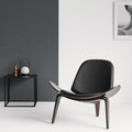 OAKHAM Comfy Shell Chair Mid Century Modern Accent Chair for Living Room and Bedroom with Protective Foot Pads Ergonomic (Oak Black)