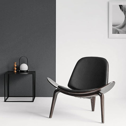 OAKHAM Comfy Shell Chair Mid Century Modern Accent Chair for Living Room and Bedroom with Protective Foot Pads Ergonomic (Oak Black)