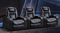 CANMOV Electric Power Recliner Chair Set of 3 Breathable Leather Home Theater Seating with Hidden Arm Storage Power Recliner Chair with USB Ports and Cup Holders for Living RoomBlack