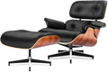 Mid Century Chaise Lounge Chair and Ottoman Reading Chair Leather Accent Chair Modern Chair Classic Design Heavy Duty Base Support for Living Room (Palisander-Black Tall)