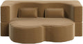 Modern 2-in-1 Convertible Sofa Bed 78 Full Size Corduroy Floor Sofa with 2 Pillows Folding Mattress Sleeper for Living Room &amp Guest Room No Assembly Required