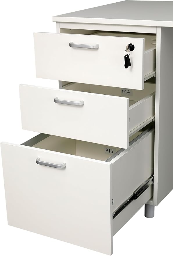 Modern Design Teacher Desk with File Drawer Desk with Locking Drawers by Crafts and Comfort (47 Inch White)