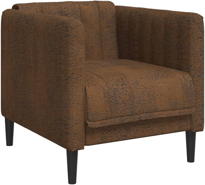 vidaXL Brown Faux Suede Leather Armchair - Modern Lounge Chair with Comfortable Cushion for Living Room/Office