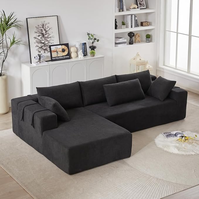2026 New 108 L Shaped Sectional Sofa Couch Chenille Boneless Couch Deep Seat Sectional Modular Couch for Living Room No Assembly Required