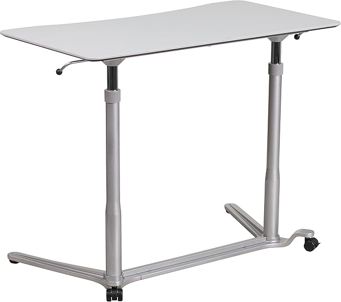 Flash Furniture Merritt Sit-Down Stand-Up Light Gray Computer Ergonomic Desk with 37.375''W Top (Adjustable Range 29'' - 40.75'')
