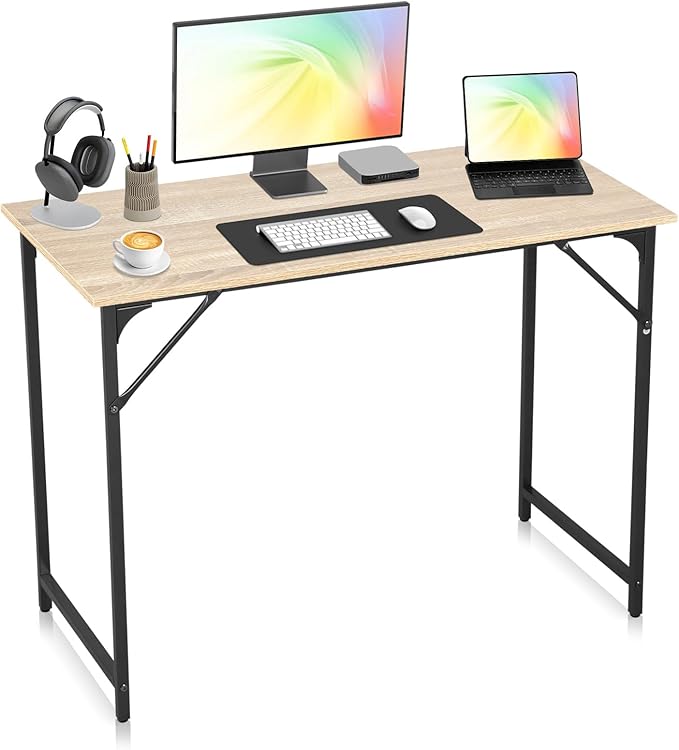 Computer Desk 39 Inch Office Desk with Metal Frame Home Office Desk Modern Simple Style for Small Space Home Office Living Room Bedroom Nature