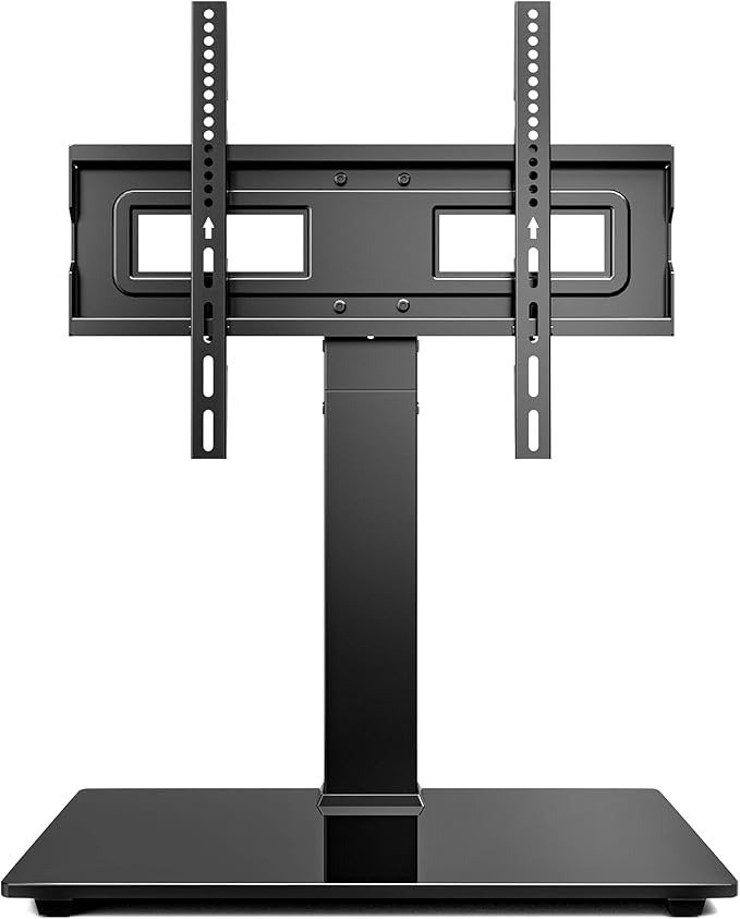 Universal Swivel TV Stand Base for 32-75 Inch TVs Height Adjustable Table Top TV Stand with Tilt Mount Holds up to 110 lbs Heavy Duty Temper Glass Base Max VESA 400x400mm