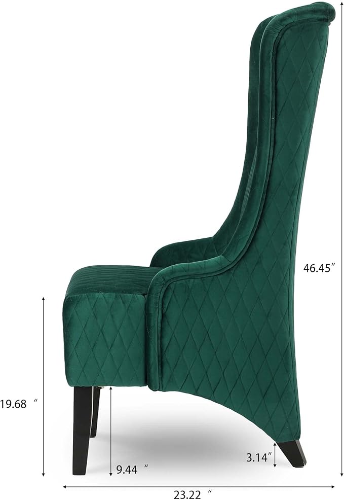 HomVent 1PCS Chair with Super High Wing-Back Velvet/PU Leather Upholstered Armless Throne Chair with Diamond Lattice Design Retro Elegant Side Chair for Living RoomKitchen