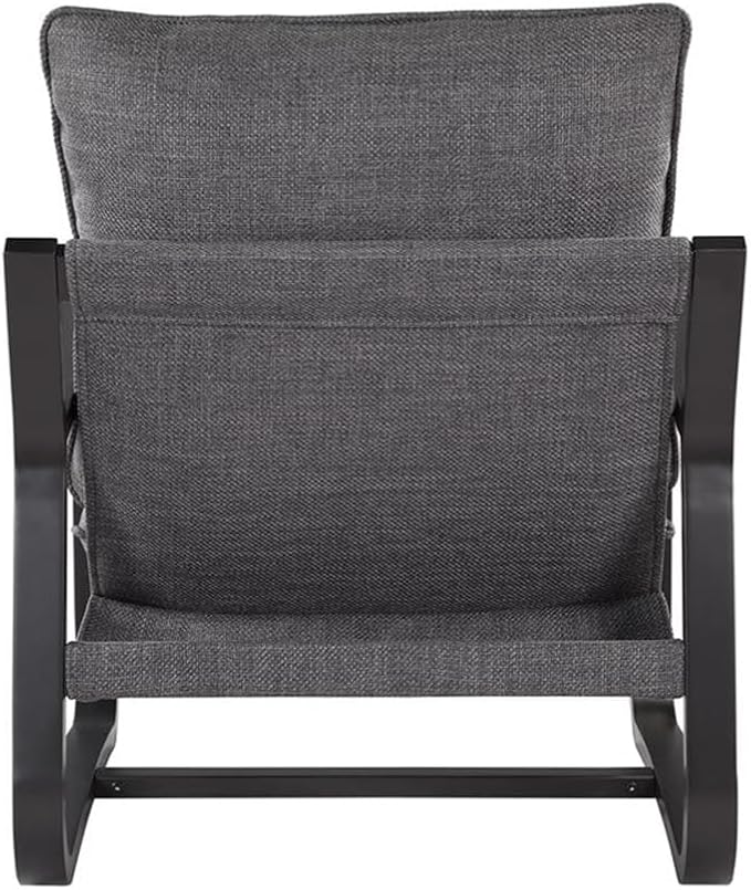 Pemberly Row Sling Chair Charcoal Gray Polyester Fabric Bronze Metal Frame 27.75 W x 35 D x 33 H Reversible Detachable Cushions Comfortable Modern Accent Chair for Living Room or Reading Nook