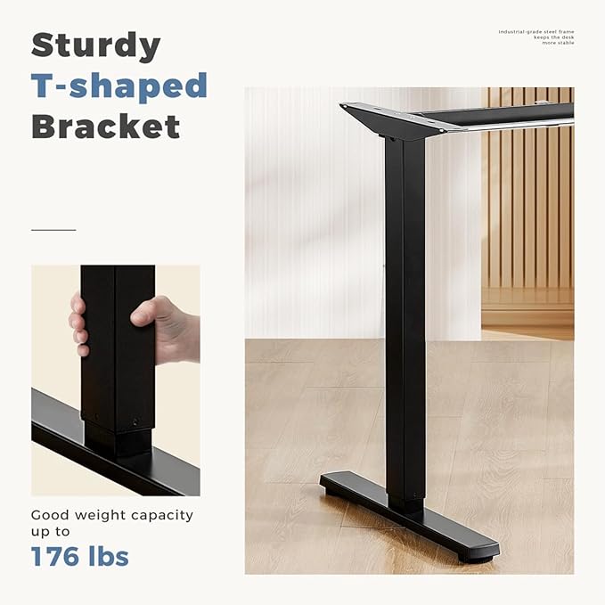 Electric Standing Desk 48 x 24 Inches Lift Motorized Gaming Table with T-Shaped Metal Ergonomic Memory Controller Home Office Desk Computer Desk Brown