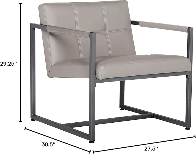 Camber Modern Accent Chair in Blended Leather Pewter Gray/Mushroom