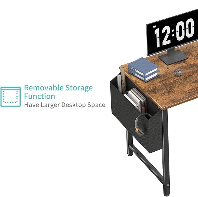 Lufeiya L Shaped Computer Desk with Power Outlet Shelves 47 Inch Corner Desk for Home Office Bedroom L-Shaped Study Writing Working PC Desks Rustic Brown