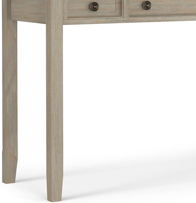 SIMPLIHOME Amherst Desk - 54-Inch Wide Solid Wood Writing Desk in Distressed Grey Transitional Home Office Computer Table for Workspace or Study with 2 Drawers and Flip-Down Keyboard Tray