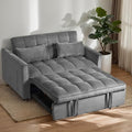 Modern Velvet Sofa Bed with 3-Level Adjustable Backrest &amp Included Pillows Pull Out Convertible Sleeper Chair with High Density Foam for Small Spaces (Dark Gray)