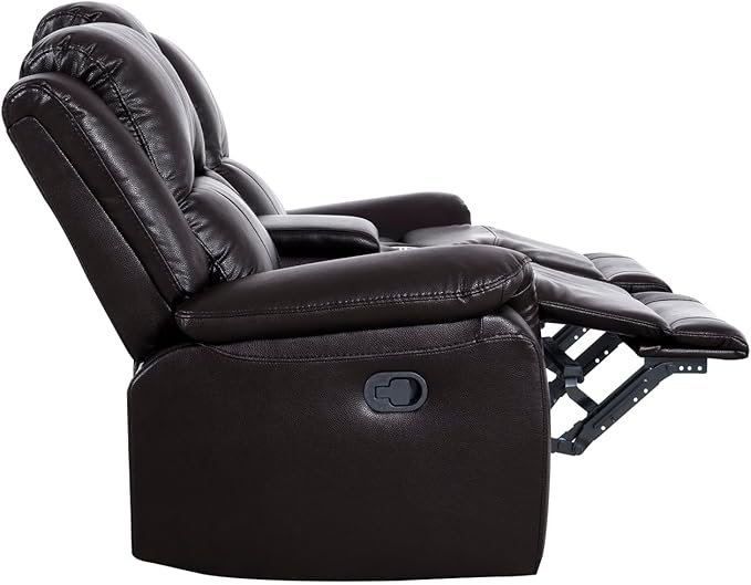 Naomi Home Katie Espresso Faux Leather Oversized Loveseat Chaise Plush Comfort for Movie Nights &amp Cozy Lounging Ergonomic Design Easy Assembly