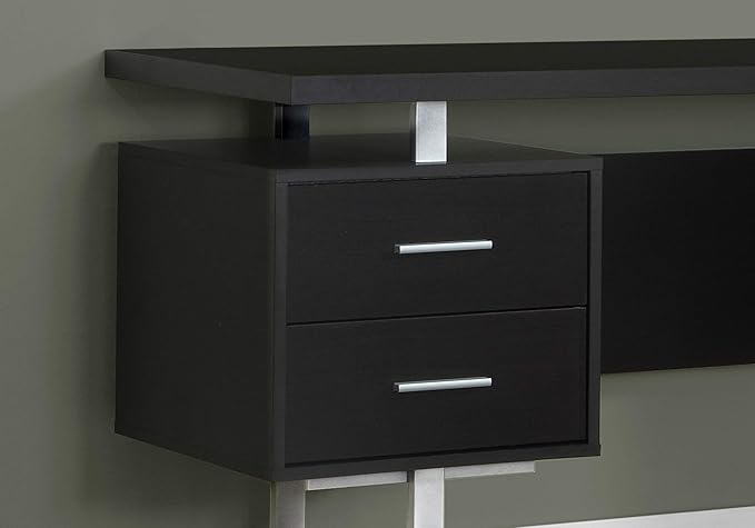 Monarch Specialties Cappuccino Hollow-Core/Silver Metal Office Desk 60-Inch