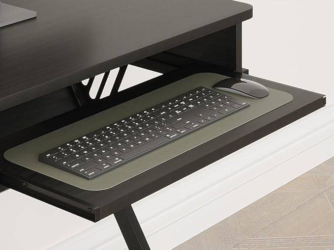ALISENED 2 Tier Computer Desk with Keyboard Tray 23.6 Home Office Desk Computer Workstation Rolling Study PC Laptop Table for Small SpacesZ-Shaped Small Compact Study Table