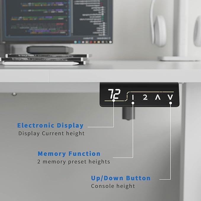 YESHOMY Height Adjustable Electric Standing Desk 63 inch Computer Table Home Office Workstation 63in White Leg/White Top