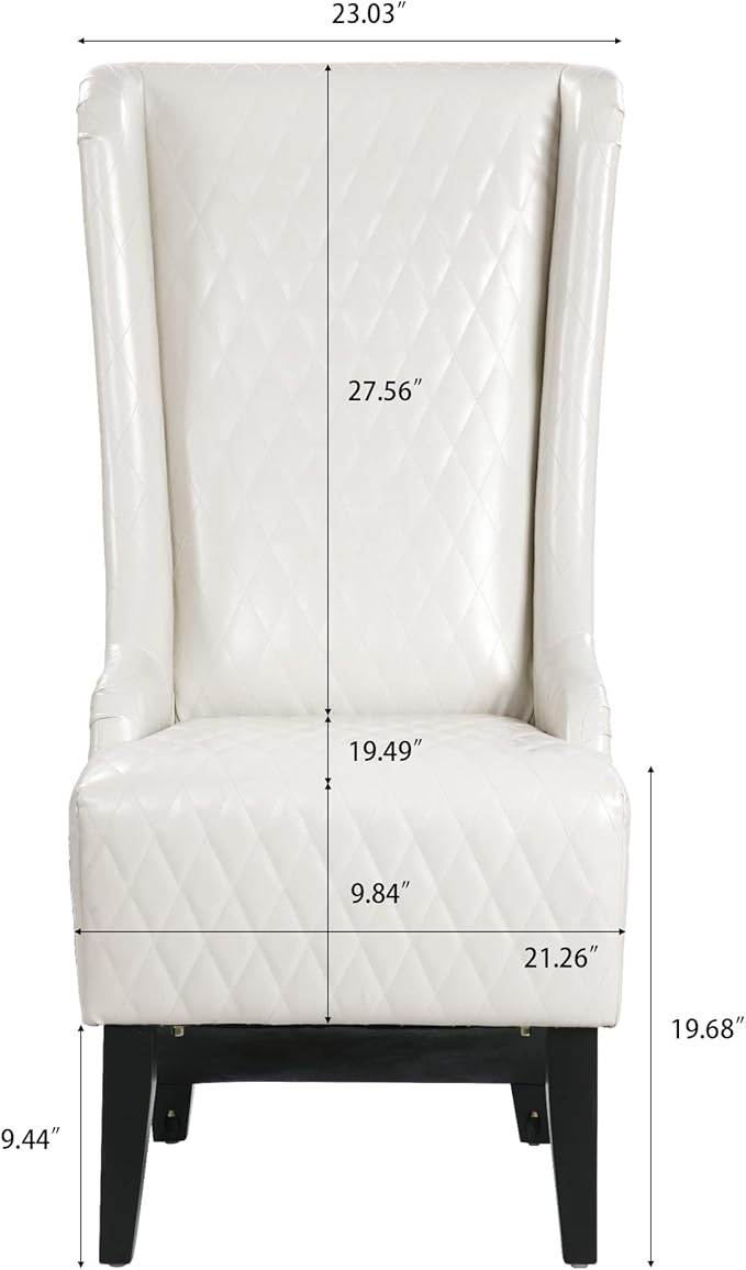 GDFStudio 23 Wide High Back Accent Chair Upholstered Wingback Chair Armless Design Modern Vintage High Back Chair with Soft Padded Seat and Wooden Legs for Living Room Bedroom White+PU
