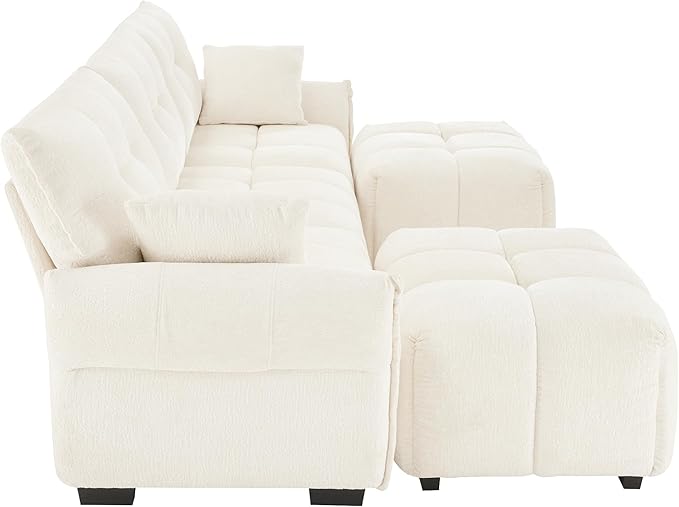 Oversized Modular Sectional Sofa U Shaped Sectional Couches for Apartment 110 inch 5 Seat Modular Couch with OttomanChenilleWhite