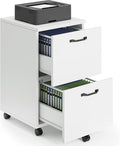 Sweetcrispy 2 Drawer Filing Cabinet White Rolling Wood File Cabinets with Printer Stand Under Desk Storage Lockable Wheels Home Office Organizer