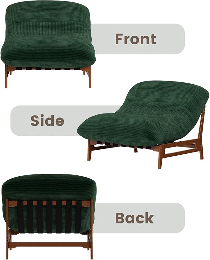 AODAILIHB 47'' Oversized Living Room Chair with Solid Wood Frame 3-in-1 Convertible Lounge Chair with Removable Plush Cushion Modern Upholstered Accent Chair for Living Room Reading Room Green