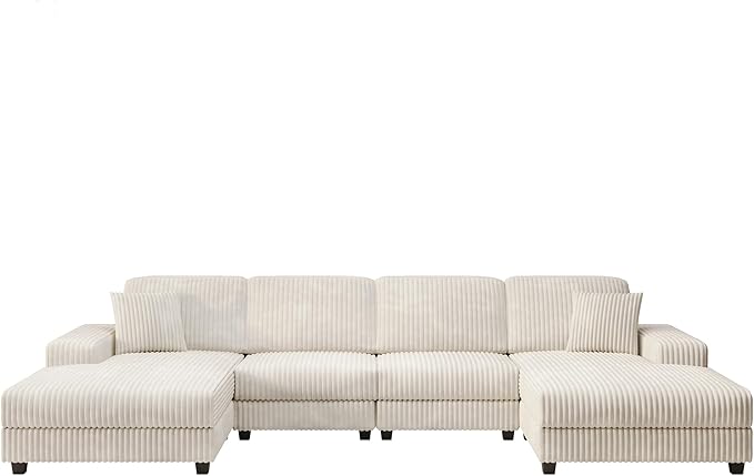 ERYE U-Shaped Modular Sectional Sofa Convertible Symmetrical Sofa Couch with Removable Chaise Lounges U Shaped Double Chaises Sectional Couches with Storage Armrests