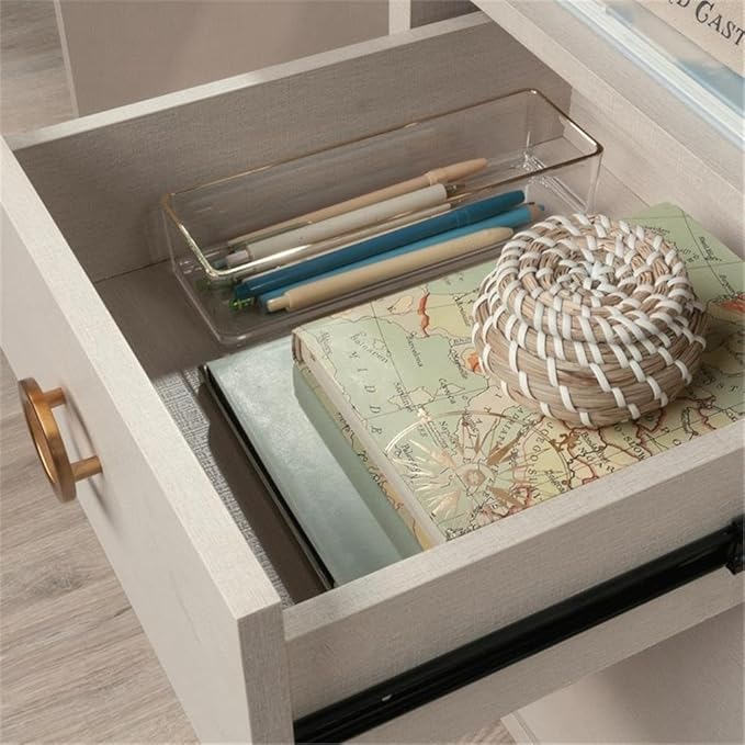 Sauder Grand Coast Engineered Wood Desk in Dove Linen/Off White Finish
