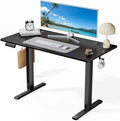 Electric Standing Desk 48 x 24 Inches Lift Motorized Gaming Table with T-Shaped Metal Ergonomic Memory Controller Home Office Desk Computer Desk Black