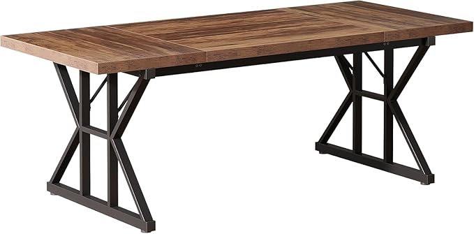 Tribesigns 70.86-Inch Large Executive Desk Industrial Home Office Computer Desk Simple Long Writing Study Table Business Furniture (Brown/Black)