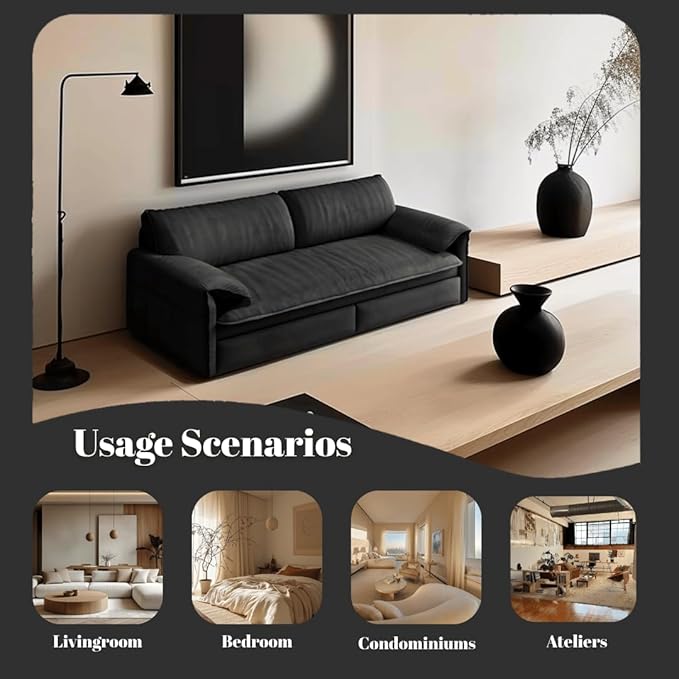 66 Queen Pull Out Sofa Bed 3-in-1 Convertible Sleeper Sofa with Side StorageMulti-Functional Velvet Loveseat Bed for Living RoomBedroomApartmentOffice (Black)