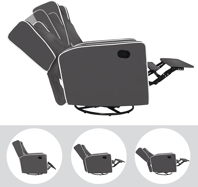 Swivel Rocker Recliner Chair for Adults and Elders Comfortable Living Room Recliner with 360° Swivel Manual Reclining with Adjustable Footrest Ergonomic Back Support