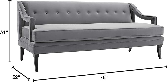 Modway Concur Mid-Century Modern Upholstered Velvet Sofa In Gray