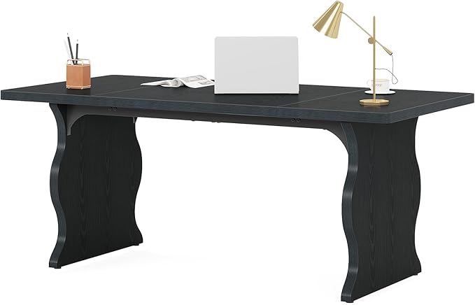 Tribesigns 63 Large Desk for Home Office Spacious Executive Computer Desk with Ample Leg Room Double PC Gaming Writing Table Study Desk with Sturdy Legs Black