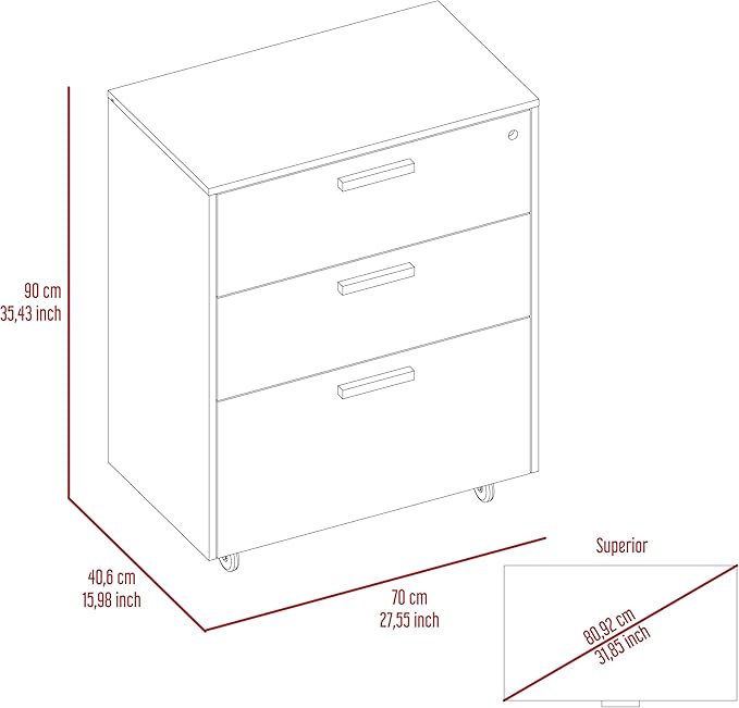 Mobile Filing Cabinet with 3 Spacious Drawers Gray Particle Board Modern Small Storage Cabinet for Home Office Study Room