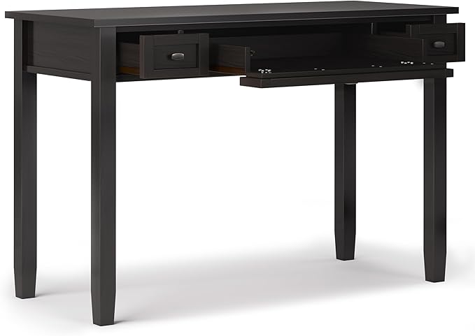 SIMPLIHOME Warm Shaker Desk - 48 Inch Wide Solid Wood Writing Desk in Hickory Brown Transitional Home Office Computer Table for Workspace or Study with Flip-Down Keyboard Tray and 2 Drawers