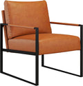 CANMOV Mid Century Modern Accent Chair PU Leather Armchair with Metal FrameComfy Single Reading Chair with Soft Padded Backrest and Cushion for Living Room BedroomReading RoomOfficeBrown