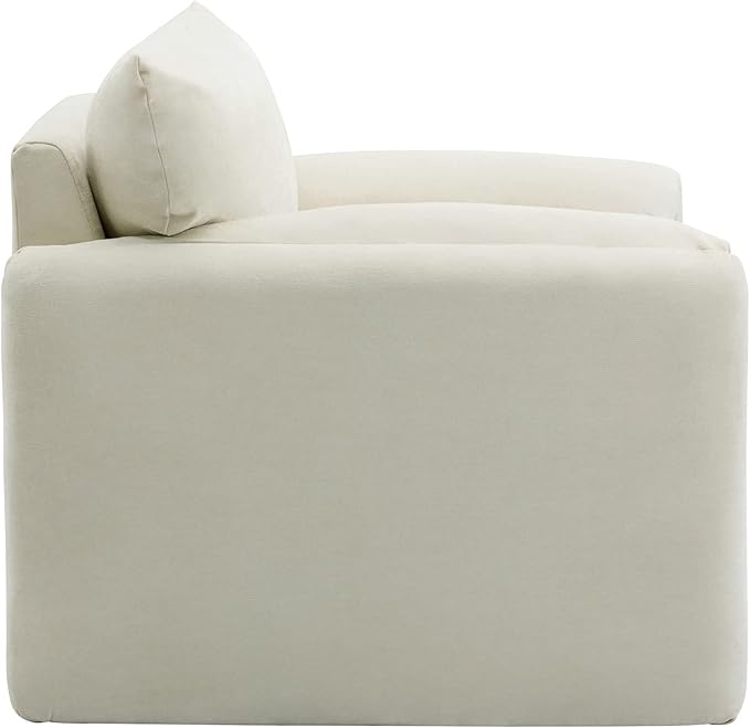 Modern Style Armchair Accent Chair Chenille Oversized Armchair Single Sofa Lounge Chair with Curved Backrest and Open Back Fabric Upholstered Chair for Living Room Bedroom (Cream 007)