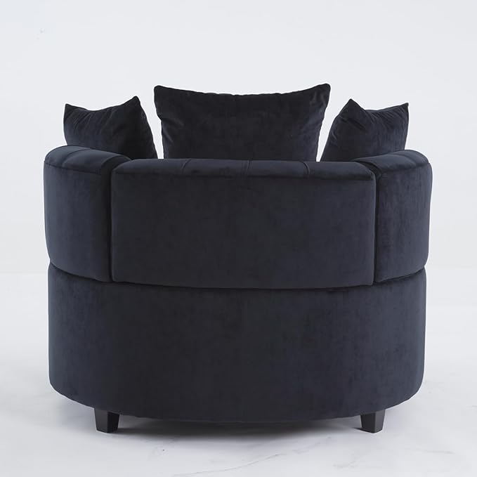 Oversized Accent Chair for Living Room &amp Bedroom Barrel Chair Large Velvet Chair Sofa Lounge Chair Leisure Club Upholstered Armchair with 3 Pillows &amp Wood Legs