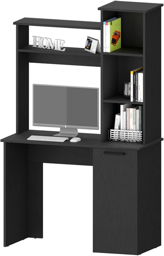 Home Office Desk Computer Desk with Hutch and 3-Tier Storage Shelves