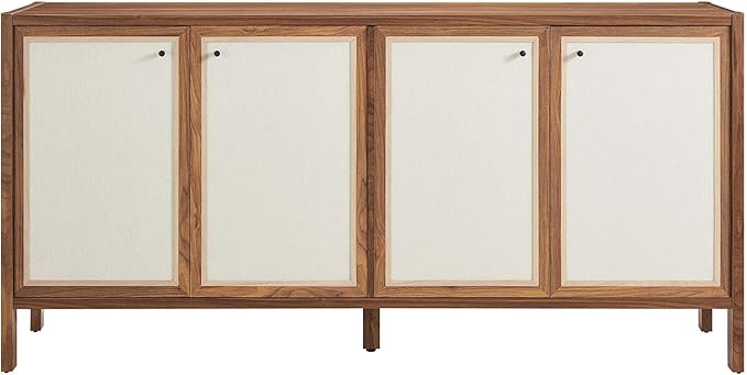 Modway Capri 65 Inch Sideboard in Walnut Large Storage Doors Entryway Console Table Mid-Century Modern Buffet Cabinet or Credenza for Living or Dining Room