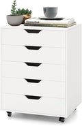 File Cabinet Mobile Filing Cabinet w/Universal Wheels &amp 5 Drawers Wood Printer Stand with Storage Rolling File Cabinets for Home Office Living Room Bedroom (White 5 Drawers)