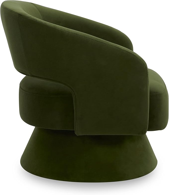 CHITA Swivel Accent Chair Armchair FSC Certified Velvet Barrel Chair for Living Room Bedroom Forest Green