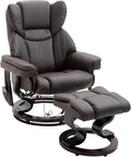 Massage Recliner Chair with Ottoman Footrest 10 Vibration Points 360° Swivel Reclining Chair Faux Leather Living Room Chair with Side Pocket and Remote Control