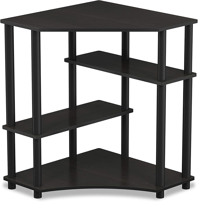Furinno TURN-N-TUBE Desk Gaming Desk with Shelves Corner Computer Desk with Shelves Office Desk Space Saving For Home Office Bedroom Espresso