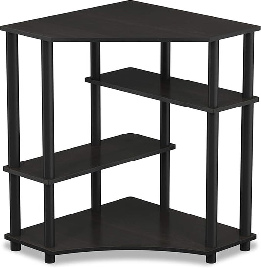 Furinno TURN-N-TUBE Desk Gaming Desk with Shelves Corner Computer Desk with Shelves Office Desk Space Saving For Home Office Bedroom Espresso