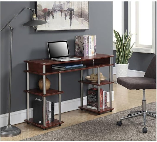 Maykoosh Home Office Desk with Shelves - Corner Desk Computer Table - 47 x 15.75 x 30 Cherry Finish