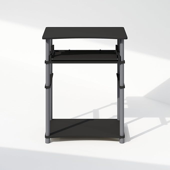 Furinno Home Desk 23.6 Wide Gaming Desk with Keyboard Tray Computer Desk Office Writing Desk for Home Office Bedroom Black